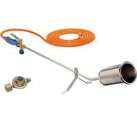 Brûleur à gaz - Désherbeur - Élimination des mauvaises herbes - Économie d'énergie - Flamme économique - Tuyau de 5 mètres - Argent, bleu, orange