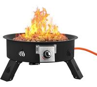 Brûleur à gaz portable avec 4 kg de basalte, diamètre supérieur à 49 cm. Brûleur à gaz d'extérieur avec pied réglable en hauteur, idéal pour le camping, les feux de joie, les pique-niques et les espac