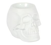 Brûleur à huile effrayant en céramique blanche en forme de crâne - 10 cm x 10 cm (1 pièce) - Design luxueux, matériau de qualité supérieure, accessoire d'aromathérapie - Idéal pour la décoration de la