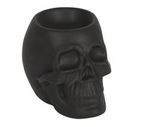 Brûleur à Huile Effrayant en céramique Noire en Forme de crâne - 10 cm x 10 cm (1 pièce) - Design Luxueux, matériau de qualité supérieure, Accessoire d'aromathérapie - Idéal pour la décoration de la