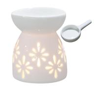 Brûleur à Huile Essentielle Céramique | Réchaud Émaillé pour Parfum d'Ambiance | Brûle-Parfum 50ml avec Soucoupe | pour Bureau Chambre et Salon