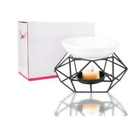 Brûleur À l'huile Aromatique, Brûleur À Huile Brule Parfum Bruleur Bougie Odeur Retrait Déshumidification, Décoration De Bureau À Domicile De Bougeoir À Huile Essentielle en Céramique Géométrique