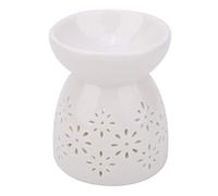 Brûleur à Mazout, Bougie Chauffe-Plat en Céramique Bougeoir Lampe De Parfum De Nuit Aromathérapie Cire Tarte Diffuseur Diffuseur pour Salon Chambre Encens Essentiel Four à Arôme Décoration (Fleur)