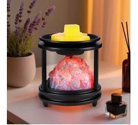 Brûleur à Parfum Électrique 3 en 1 avec LED Effet Feu de Camp, Compatible Cires et Huiles Essentielles - pour Décoration et Cadeau
