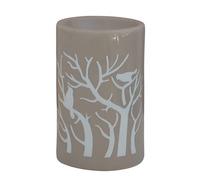 Brûleur Cire Parfumée Fondant Parfumé - Brûle Parfum d’Ambiance et Huile Essentielle Aromathérapie - Porte Bougie Chauffe-Plat Treebee en Céramique Grise et Décor Nature - Hauteur 11 cm : - Zen’Arôme