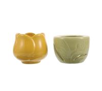 Brûleur D’huiles Essentielles en Céramique Tulipe Jaune, Grand Format