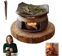 Brûleur d'aromathérapie en céramique - Brûleur à huile essentielle Cedar et zen - Porte-bougie à thé - Pour le parfum de la maison, la méditation et la relaxation (1 pièce)