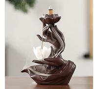Brûleur D'encens à Contre-courant, Fleur de Lotus/porte-encens Cascade de Moine, Porte-encens en Céramique Fait à la Main, Aromathérapie pour Décoration D'intérieur/bureau/yoga/méditation/relaxation