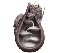 Brûleur d'encens à reflux Dragon - Cascade de fumée en céramique, brûleur d'encens dragon enchanteur | Porte-encens figurine de dragon, fontaine de fumée apaisante, décor de dragon spirituel, accessoi