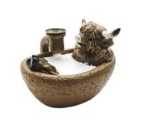 Brûleur d'encens à refoulement rustique en forme de vache Highlands pour | Porte-encens rustique en forme de vache des Highland pour cône d'encens à refoulement pour la maison, le bureau, le yoga