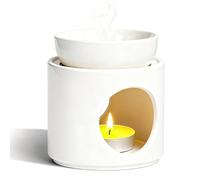 Brûleur D'Encens Céramique pour Huiles,Bruleur Fondant,Brûle Parfu (Blanc) | Bruleur Fondant à Bol Amovible ,pour Huiles Essentielles,Bougies,H11xl10cm,Élégant,Noir
