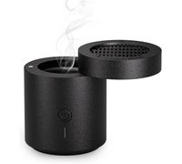 Brûleur d'encens électrique avec couvercle rotatif à rabat, brûleur de fumée Bakhour portable avec chargement USB, diffuseur d'arômes électronique (noir)