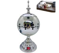 Brûleur D'encens Électrique,Brûleur D'encens Style Oriental Moyen - Support de Brûle-Arabe pour Encens Bougie Oud Méditation Église Salon Yoga Spa Décoration Intérieure (Argent)