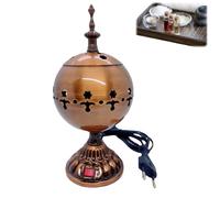 Brûleur D'encens Électrique,Brûleur D'encens Style Oriental Moyen - Support de Brûle-Arabe pour Encens Bougie Oud Méditation Église Salon Yoga Spa Décoration Intérieure (Rouge)