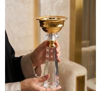 Brûleur d'encens élégant de style scandinave en cristal, Porte-encens en verre cristal transparent pour encens arabe et oud, décoration de maison minimaliste moderne, convient pour la relaxation et le