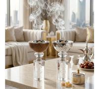 Brûleur d'encens élégant en métal + acrylique, brûleur d'encens de luxe Bakhoor, brûleur d'encens résistant à la chaleur et durable, décoration d'intérieur, support de parfum sans fumée, convient pour