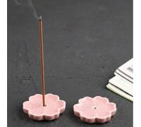 Brûleur d'encens élégant Sakura, support de bâton d'encens en céramique pour la décoration de la maison, brûleur d'encens, décoration de bureau et de salle de thé, design mignon de fleur rose, bougeoi