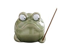 Brûleur d'encens en céramique en forme de grenouille, statue de décoration de méditation, système d'arôme zen à flux de 5,7 x 6,1 cm, design artisanal en argile résistante à la chaleur, style oriental