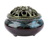 Brûleur D'Encens En Céramique Porte-Encens En Porcelaine Et Laiton Avec Encensoir En Calebasse Pour Ornement De Salon De Thé Jewelry Blue