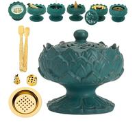 Brûleur d'encens en céramique pour encens, bakhour, charbon, bâton, poudre, cône, bobine et tour d'encens - Accessoires pour la méditation et l'aromathérapie avec pince à épiler