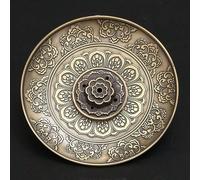 Brûleur d'encens en cuivre, support à encens, convient pour cônes, bâtons et bobines d'encens, pour la méditation, le yoga, l'utilisation intérieure et extérieure Taille Unique,Motif de lotus miniatur