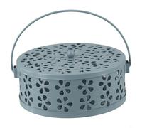 Brûleur d'encens en métal à suspendre pour bobines et cônes à la citronnelle, support de diffuseur d'arômes creux, décoration portable pour la maison et le camping, 14 x 14 x 7 cm (bleu)