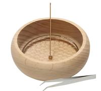 Brûleur d'encens - Natural Ash Catcher - Porte-encens | Support circulaire en bois, anti-cendres, brûleur d'encens avec bâtons d'encens et brosse à cendres pour méditation
