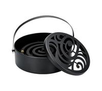 Brûleur d'encens - Support rond rétro portable avec couvercle et poignée, porte-encens pour la méditation, le yoga, le studio, la chambre, le dortoir, le bureau, le camping en plein air, la relaxation