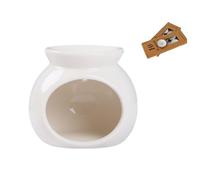 Bruleur Fondant en Céramique, Blanc Brule Parfum Fondant, Bruleur Huile Essentielle Comprend 20 Bougies Chauffe-Plat, Convient pour Une Utilisation en Intérieur Et Au Bureau