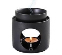 Brûleur Fondant en Céramique Noir avec Photophore, Diffuseur Parfum pour Huiles Essentielles, Brûle Arômes Amovible, Brûleurs à Bougie Aromatique, Diffuseur Cire Parfumée pour Lire Yoga, Living, Room