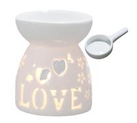 Brûleur Fondant Parfumé en Céramique Brûleur De Parfumée 9x7x7cm Brûleurs À Huile Essentielle avec Porte-Bougie Conception Creuse pour Méditation Saint Valentin Décoration D'intérieur