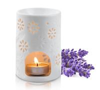 Bruleur Huile Essentielle, Bruleur Bougie Fondant en Céramique, Blanc Brule Parfum Fondant, Lampe à Parfum Diffuseur de Cire parfumée (8x8x12 cm)