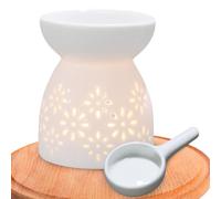 Brûleur Huile Essentielle en Céramique Émaillée 50ml, Diffuseur d’Arômes avec Support Bougie Chauffe-Plat, Brûleur pour Fondants Parfumés et Cire, Décoration Maison Chambre Salon (9x7x7 cm)