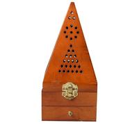 Brûleur Porte-Parfum Pyramide en Bois, Support Décoratif de Table