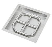 Brûleur pour foyer à gaz - Cuvette carrée à encastrer - Acier inoxydable - Sans tube de brûleur - Pour le propane et le gaz naturel - Convient à une utilisation en intérieur et en extérieur
