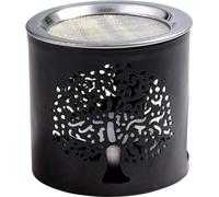 Brûleur RVS Rook fait main avec perforateur - 6 cm de hauteur - noir - motif d'arbre