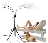 Brumisateur de Exterieur Angle Réglable à 360° Système de Refroidissement brumisateur sur Pied de 8 m Système de Rafraîchissement pour Terrasse Jardin Piscine Barbecue Animaux