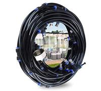 Brumisateur Exterieur, 18M Brumisateur Terrasse avec 17 Buse Brumisateur +2 Buses de Rechange+1Adaptateur (en Laiton, 3/4") Brumisateur pour Patio Jardin Serre pour Parc Aquatique
