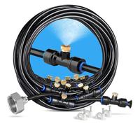 Brumisateur Exterieur, 18M Brumisateur Terrasse avec 20 Buse Brumisateur +6 Buses de Rechange+1Adaptateur (en Laiton, 3/4"")