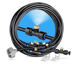 Brumisateur Exterieur, 8M Brumisateur Terrasse avec 7 Buse Brumisateur +2 Buses de Rechange+1Adaptateur (en Laiton, 3/4"") Brumisateu