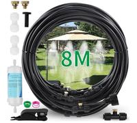 Brumisateur extérieur pour terrasse - Kit irrigation 8 m, 10 buses + filtre eau + raccord en T