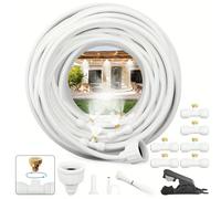 Brumisateur extérieur, tuyau de brumisation + un adaptateur en laiton (3/4"), système de brumisation extérieur pour le refroidissement, le parapluie, auvent, l'arrière-cour, blanc 20FT
