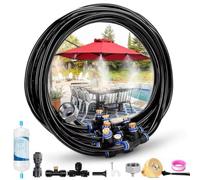 Brumisateur Parasol,Brumisateur Terrasse, 18M Exterieur Pré-assemblé avec Buse Et 3/4" Adaptateur en Laiton, Système De Refroidissement pour Patio Jardin Serre Animaux (8M)