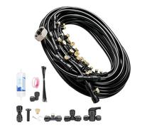 Brumisateur Terrasse, 8M/10M/15M/18M Brumisateur Exterieur Pré-assemblé avec 20 Buse et 3/4" Adaptateur en Laiton, Système de Refroidissement pour Patio Jardin Serre Animaux