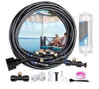 Brumisateur Terrasse Exterieur,Kit Refroidissement de Pulvérisation,Kit d’Irrigation Système Brumisation,avec Buses en Laiton,Filtre,Pour Brume Jardin Serre Parasols Pergola，8M
