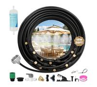 Brumisateur Terrasse,Kit Brumisateur Exterieur,18M Tuyau 25 Buses de Brume avec Joint en T Adaptateur 3/4,Kit d’Irrigation