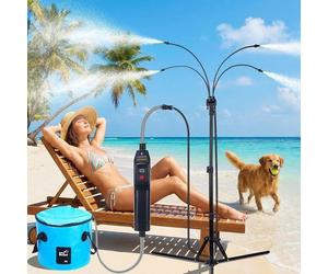 Brumisateurs debout pour terrasse extérieure, système de brumisation réglable en hauteur de 1,5 m avec pompe à eau rechargeable