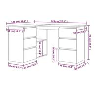 Brun Bureau Informatique moderne - Bureau à écrire d'angle chêne artisanal 145x100x76cm bois d'ingénierie(1 Personne),758376