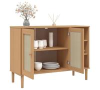 Brun Commode Salon, CHIC Buffet bas/Cabinet, 1 PC, SENJA aspect rotin marron 112x40x80cm bois massif de pin N12725