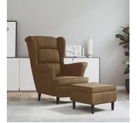 (Brun)Fauteuil individuel relax contemporain - SIGNOR - Chaise à oreilles avec tabouret marron velours 252607